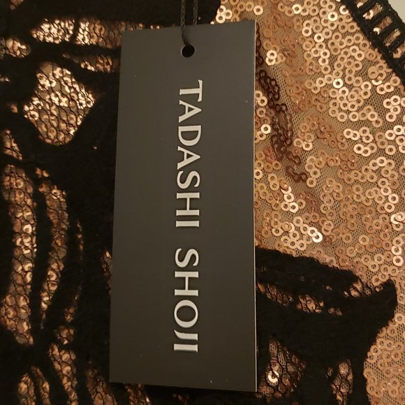 Tadashi Shoji Black & Gold Evening Gown, Size 2 - Picture 3 of 5